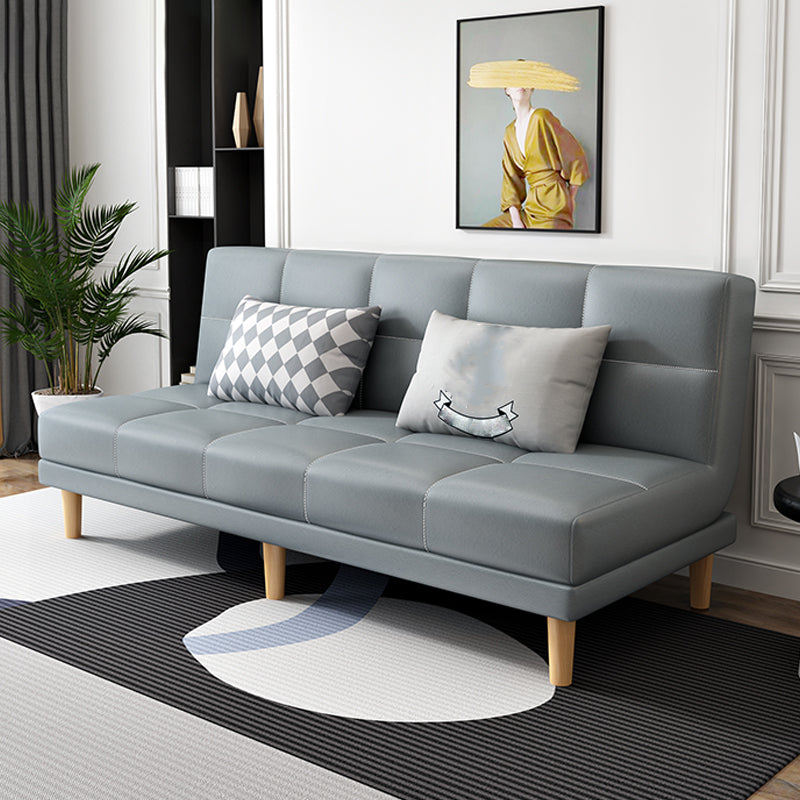 70.87" W √ó 26.77" D √ó 30.31" H Biscuit Back Armless Sofa with Convertible Grey Faux Leather Clearhalo 'furn' 'furn_sofas' 'Furniture' 'furniture_sofas' 'kitchen' 'kitchen_sofas' 'Living Room Furniture' 'Sofa' 'sofas' 4795622