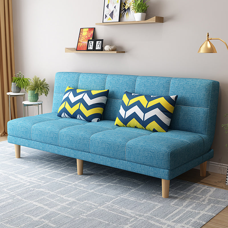 70.87" W √ó 26.77" D √ó 30.31" H Biscuit Back Armless Sofa with Convertible Blue Linen Blend Clearhalo 'furn' 'furn_sofas' 'Furniture' 'furniture_sofas' 'kitchen' 'kitchen_sofas' 'Living Room Furniture' 'Sofa' 'sofas' 4795626