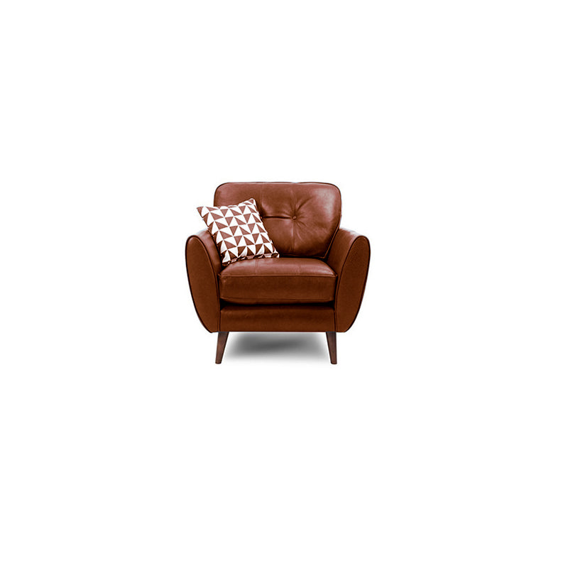 Genuine Leather Flared Arm Sofa Modern Jewel-tuft Wood Legs Sofa 35"L x 35"W x 35"H Camel Clearhalo 'furn' 'furn_sofas' 'Furniture' 'furniture_sofas' 'kitchen' 'kitchen_sofas' 'Living Room Furniture' 'Sofa' 'sofas' 4795640