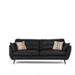 Genuine Leather Flared Arm Sofa Modern Jewel-tuft Wood Legs Sofa Black Clearhalo 'furn' 'furn_sofas' 'Furniture' 'furniture_sofas' 'kitchen' 'kitchen_sofas' 'Living Room Furniture' 'Sofa' 'sofas' 4795642