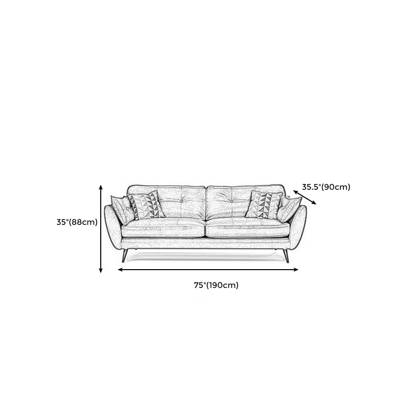 Genuine Leather Flared Arm Sofa Modern Jewel-tuft Wood Legs Sofa Clearhalo 'furn' 'furn_sofas' 'Furniture' 'furniture_sofas' 'kitchen' 'kitchen_sofas' 'Living Room Furniture' 'Sofa' 'sofas' 4795647