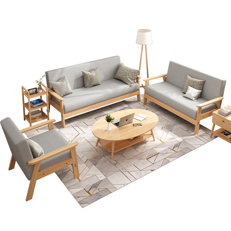 Fabric Square Arm Slipcovered 2/3 Seat Sofa with Wooden Based Solid Color Sofa Clearhalo 'furn' 'furn_sofas' 'Furniture' 'furniture_sofas' 'kitchen' 'kitchen_sofas' 'Living Room Furniture' 'Sofa' 'sofas' 4795652