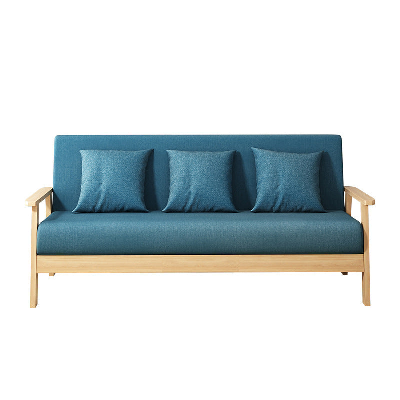 Fabric Square Arm Slipcovered 2/3 Seat Sofa with Wooden Based Solid Color Sofa Ocean Blue Clearhalo 'furn' 'furn_sofas' 'Furniture' 'furniture_sofas' 'kitchen' 'kitchen_sofas' 'Living Room Furniture' 'Sofa' 'sofas' 4795657