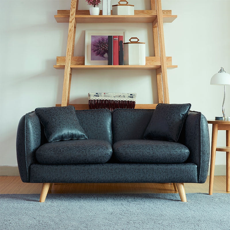 Tuxedo Arm Sofa Nordic 30.31" D x 25.2" H Faux Leather Seating Black Clearhalo 'furn' 'furn_sofas' 'Furniture' 'furniture_sofas' 'kitchen' 'kitchen_sofas' 'Living Room Furniture' 'Sofa' 'sofas' 4795665