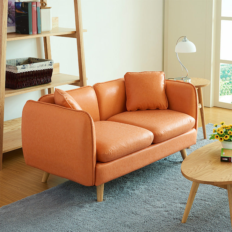 Tuxedo Arm Sofa Nordic 30.31" D x 25.2" H Faux Leather Seating Clearhalo 'furn' 'furn_sofas' 'Furniture' 'furniture_sofas' 'kitchen' 'kitchen_sofas' 'Living Room Furniture' 'Sofa' 'sofas' 4795668