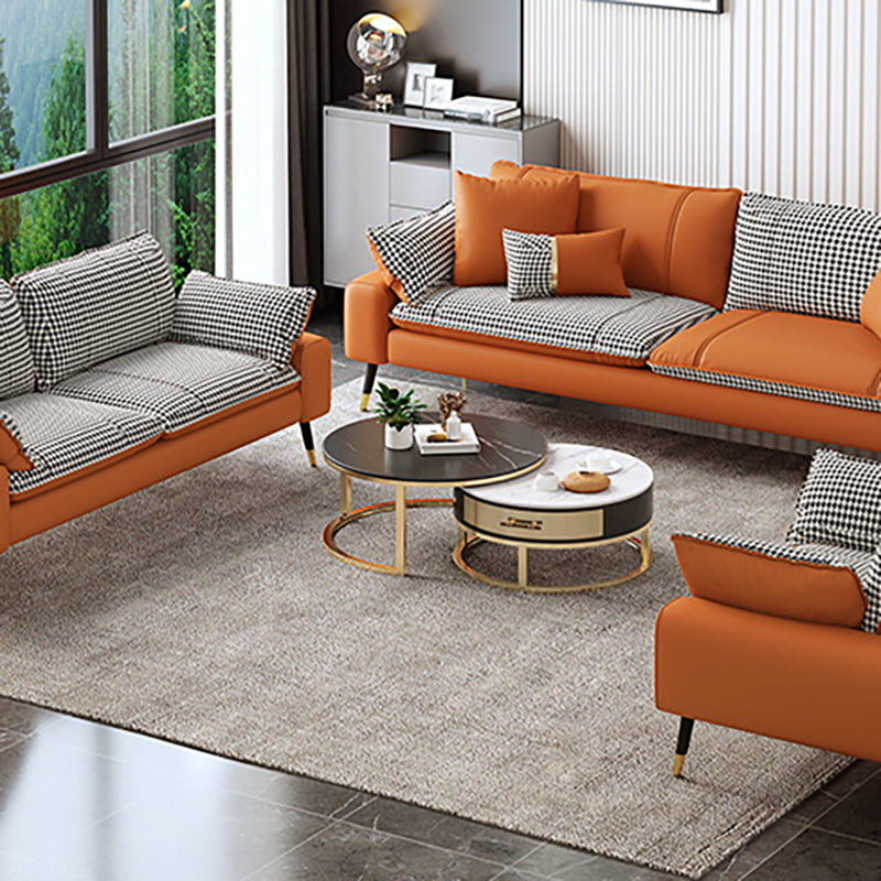 Imitated Leather Upholstered Sofa with Pillow Back Latex/sponge Padding Clearhalo 'Furniture' 'furniture_sofas' 'kitchen' 'kitchen_sofas' 'Living Room Furniture' 'Sofa' 'sofas' 4795700