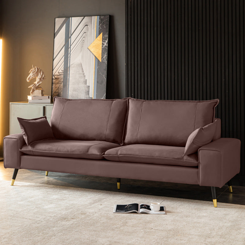Imitated Leather Upholstered Sofa with Pillow Back Latex/sponge Padding Purple Clearhalo 'Furniture' 'furniture_sofas' 'kitchen' 'kitchen_sofas' 'Living Room Furniture' 'Sofa' 'sofas' 4795708