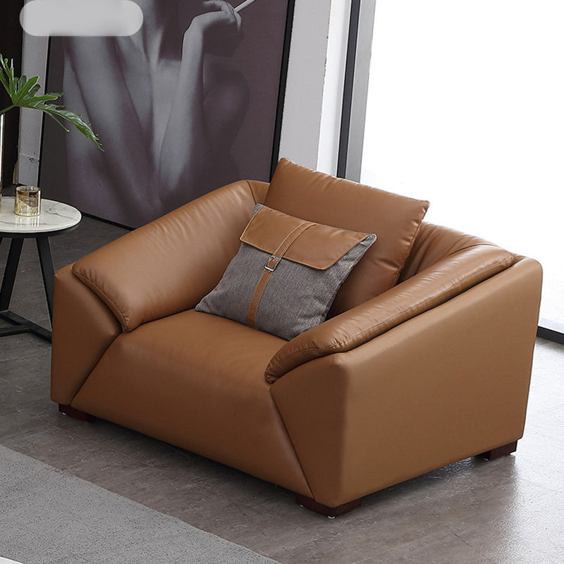 Contemporary Standard Sofa Pillow Top Arm Bench Seating with Pillows 47"L x 41"W x 31"H Genuine Leather Clearhalo 'furn' 'furn_sofas' 'Furniture' 'furniture_sofas' 'kitchen' 'kitchen_sofas' 'Living Room Furniture' 'Sofa' 'sofas' 4795715