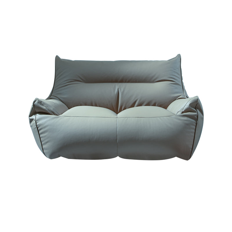 Modern Faux Leather Pillow Top Arm Sofa Sewn Pillow Back Sofa for Apartment 54"L x 33.5"W x 29.5"H Gray Blue Clearhalo 'furn' 'furn_sofas' 'Furniture' 'furniture_sofas' 'kitchen' 'kitchen_sofas' 'Living Room Furniture' 'Sofa' 'sofas' 4795752