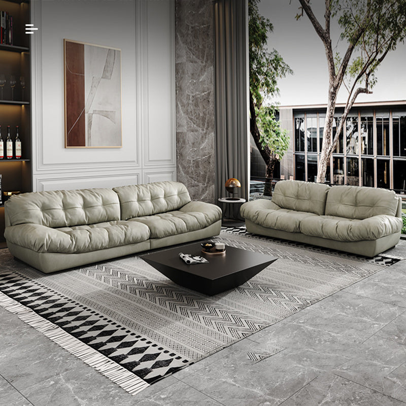 Modern Style Sofa with Pillow Back Sponge Cushion Frosted Velvet & Imitation Leather Clearhalo 'furn' 'furn_sofas' 'Furniture' 'furniture_sofas' 'kitchen' 'kitchen_sofas' 'Living Room Furniture' 'Sofa' 'sofas' 4795765