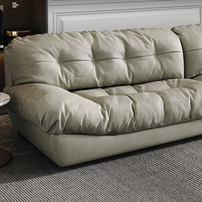 Modern Style Sofa with Pillow Back Sponge Cushion Frosted Velvet & Imitation Leather Clearhalo 'furn' 'furn_sofas' 'Furniture' 'furniture_sofas' 'kitchen' 'kitchen_sofas' 'Living Room Furniture' 'Sofa' 'sofas' 4795768