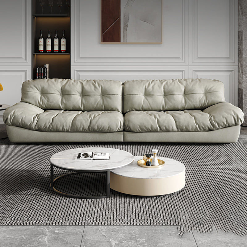 Modern Style Sofa with Pillow Back Sponge Cushion Frosted Velvet & Imitation Leather 67"L x 44"W x 31.5"H Clearhalo 'furn' 'furn_sofas' 'Furniture' 'furniture_sofas' 'kitchen' 'kitchen_sofas' 'Living Room Furniture' 'Sofa' 'sofas' 4795771