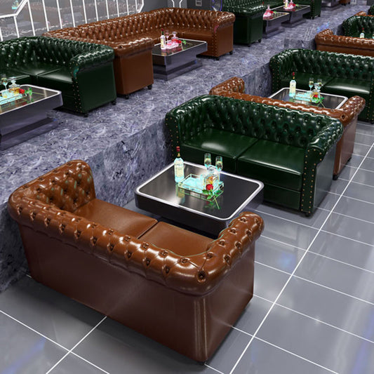 Vintage Leather Chesterfield Sofa 29.53"High Rolled Arm Sofa for Cafe Clearhalo 'furn' 'furn_sofas' 'Furniture' 'furniture_sofas' 'kitchen' 'kitchen_sofas' 'Living Room Furniture' 'Sofa' 'sofas' 4795796