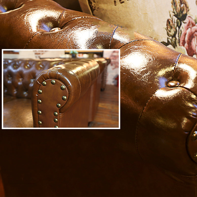 Vintage Leather Chesterfield Sofa 29.53"High Rolled Arm Sofa for Cafe Clearhalo 'furn' 'furn_sofas' 'Furniture' 'furniture_sofas' 'kitchen' 'kitchen_sofas' 'Living Room Furniture' 'Sofa' 'sofas' 4795800