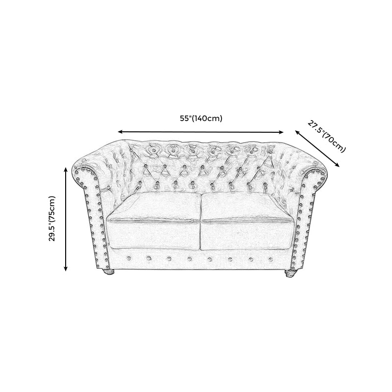 Vintage Leather Chesterfield Sofa 29.53"High Rolled Arm Sofa for Cafe Clearhalo 'furn' 'furn_sofas' 'Furniture' 'furniture_sofas' 'kitchen' 'kitchen_sofas' 'Living Room Furniture' 'Sofa' 'sofas' 4795808