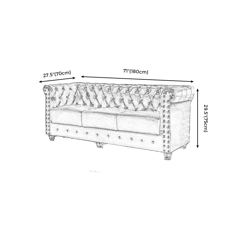 Vintage Leather Chesterfield Sofa 29.53"High Rolled Arm Sofa for Cafe Clearhalo 'furn' 'furn_sofas' 'Furniture' 'furniture_sofas' 'kitchen' 'kitchen_sofas' 'Living Room Furniture' 'Sofa' 'sofas' 4795809