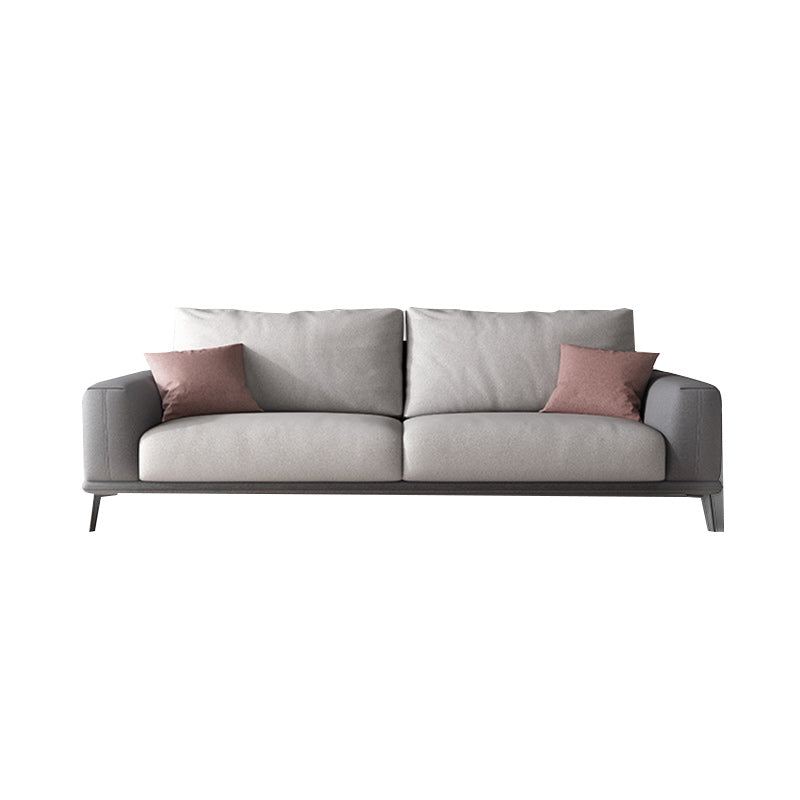 Fabric Living Room Square Arm Standard Cushions Light-grey Settee Clearhalo 'furn' 'furn_sofas' 'Furniture' 'furniture_sofas' 'kitchen' 'kitchen_sofas' 'Living Room Furniture' 'Sofa' 'sofas' 4795815