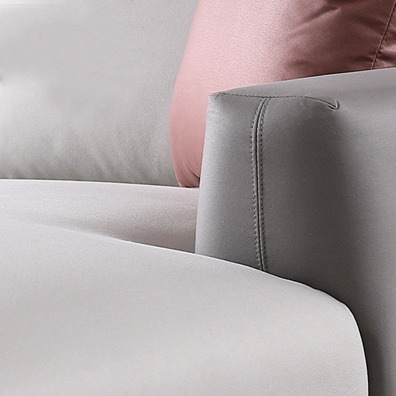 Fabric Living Room Square Arm Standard Cushions Light-grey Settee Clearhalo 'furn' 'furn_sofas' 'Furniture' 'furniture_sofas' 'kitchen' 'kitchen_sofas' 'Living Room Furniture' 'Sofa' 'sofas' 4795817