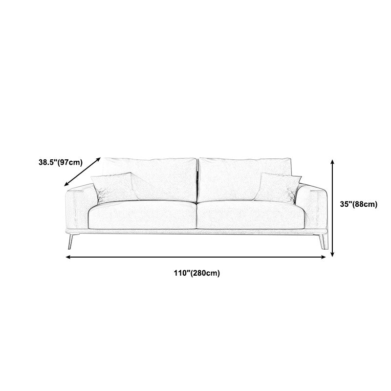 Fabric Living Room Square Arm Standard Cushions Light-grey Settee Clearhalo 'furn' 'furn_sofas' 'Furniture' 'furniture_sofas' 'kitchen' 'kitchen_sofas' 'Living Room Furniture' 'Sofa' 'sofas' 4795823