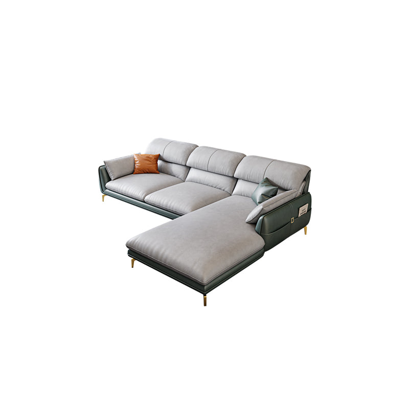 Scandinavian Faux Leather Light-grey Sectional for Apartment 102"L x 67"W x 33.5"H Right Clearhalo 'furn' 'furn_sectionals' 'Furniture' 'furniture_sectionals' 'kitchen' 'kitchen_sectionals' 'Living Room Furniture' 'Sectionals' 4795840