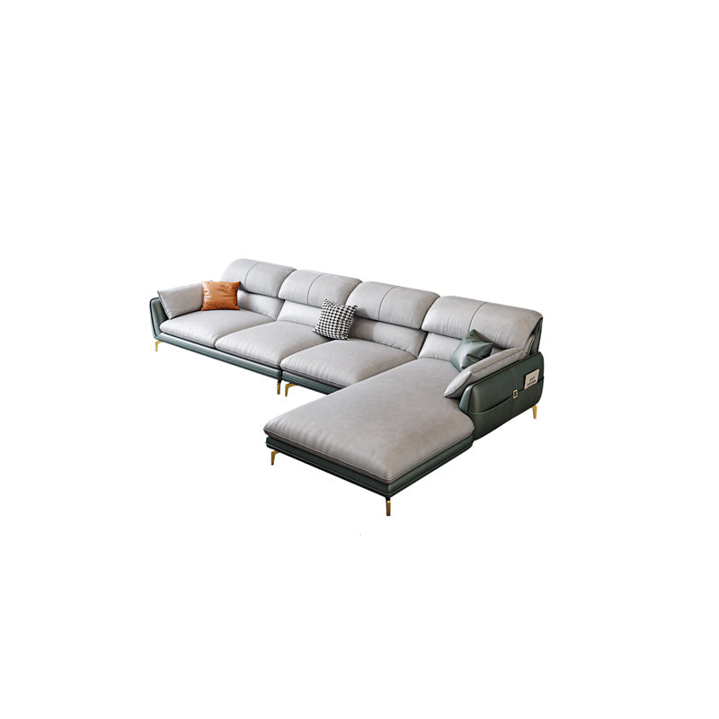 Scandinavian Faux Leather Light-grey Sectional for Apartment Clearhalo 'furn' 'furn_sectionals' 'Furniture' 'furniture_sectionals' 'kitchen' 'kitchen_sectionals' 'Living Room Furniture' 'Sectionals' 4795846