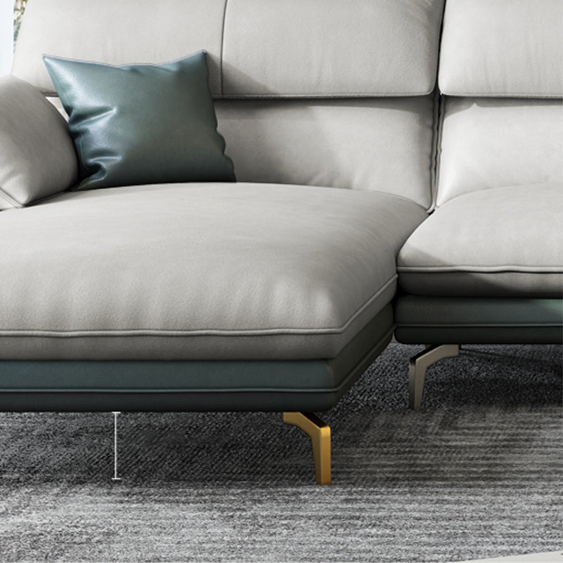 Scandinavian Faux Leather Light-grey Sectional for Apartment Clearhalo 'furn' 'furn_sectionals' 'Furniture' 'furniture_sectionals' 'kitchen' 'kitchen_sectionals' 'Living Room Furniture' 'Sectionals' 4795848