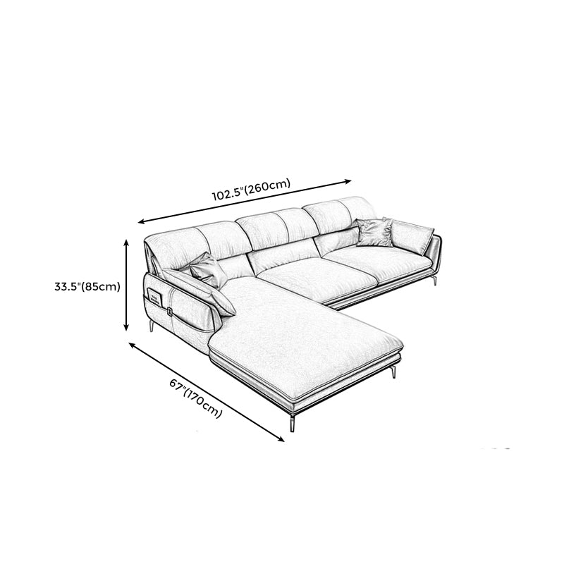 Scandinavian Faux Leather Light-grey Sectional for Apartment Clearhalo 'furn' 'furn_sectionals' 'Furniture' 'furniture_sectionals' 'kitchen' 'kitchen_sectionals' 'Living Room Furniture' 'Sectionals' 4795850