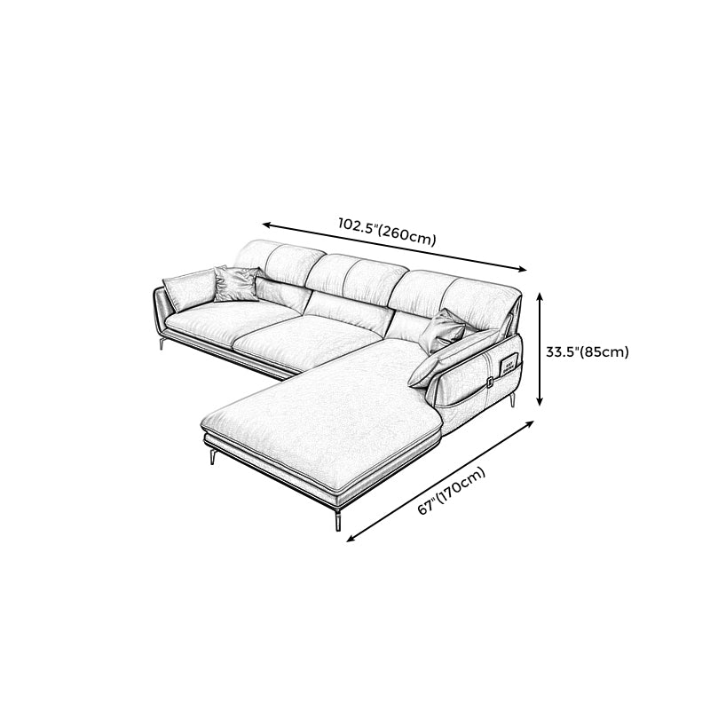 Scandinavian Faux Leather Light-grey Sectional for Apartment Clearhalo 'furn' 'furn_sectionals' 'Furniture' 'furniture_sectionals' 'kitchen' 'kitchen_sectionals' 'Living Room Furniture' 'Sectionals' 4795851