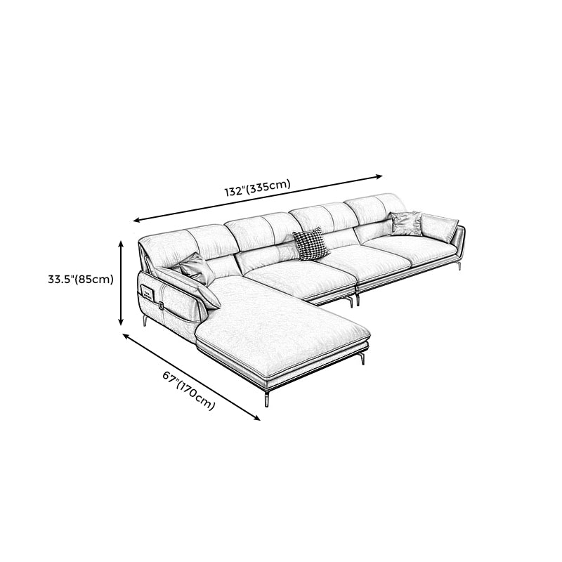 Scandinavian Faux Leather Light-grey Sectional for Apartment Clearhalo 'furn' 'furn_sectionals' 'Furniture' 'furniture_sectionals' 'kitchen' 'kitchen_sectionals' 'Living Room Furniture' 'Sectionals' 4795852