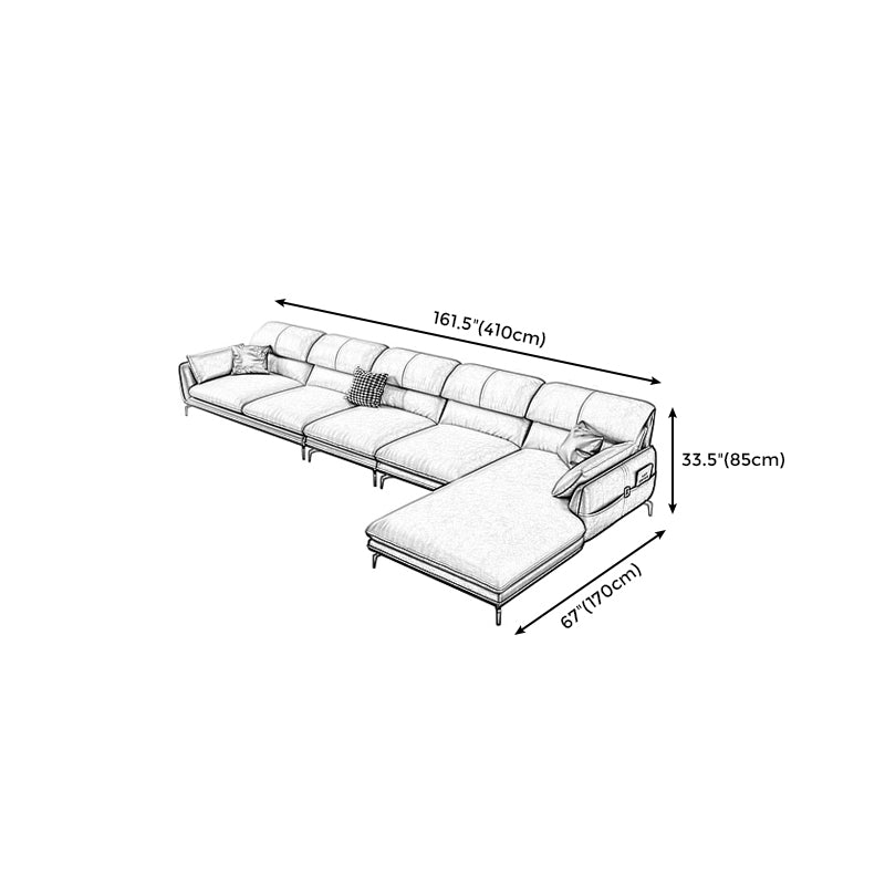 Scandinavian Faux Leather Light-grey Sectional for Apartment Clearhalo 'furn' 'furn_sectionals' 'Furniture' 'furniture_sectionals' 'kitchen' 'kitchen_sectionals' 'Living Room Furniture' 'Sectionals' 4795855