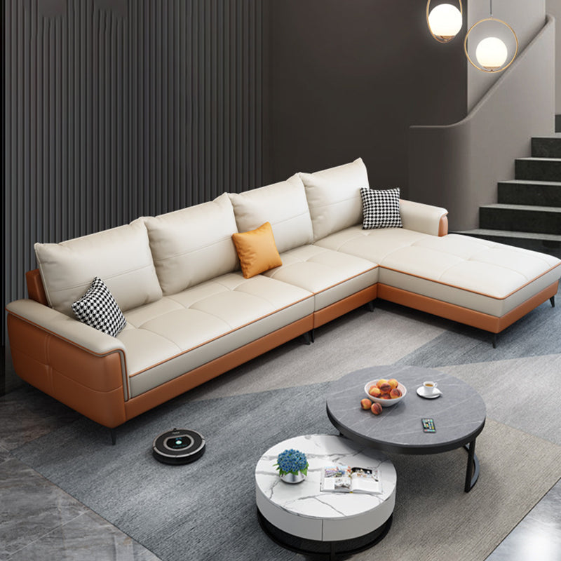 Square Arm Cushion Back Removable Cushions 4 Seat L-Shape Sofa Clearhalo 'furn' 'furn_sectionals' 'Furniture' 'furniture_sectionals' 'kitchen' 'kitchen_sectionals' 'Living Room Furniture' 'Sectionals' 4795876