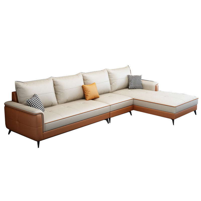 Square Arm Cushion Back Removable Cushions 4 Seat L-Shape Sofa Clearhalo 'furn' 'furn_sectionals' 'Furniture' 'furniture_sectionals' 'kitchen' 'kitchen_sectionals' 'Living Room Furniture' 'Sectionals' 4795877