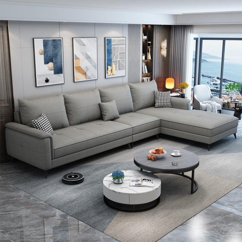 Square Arm Cushion Back Removable Cushions 4 Seat L-Shape Sofa Dark Gray Clearhalo 'furn' 'furn_sectionals' 'Furniture' 'furniture_sectionals' 'kitchen' 'kitchen_sectionals' 'Living Room Furniture' 'Sectionals' 4795886