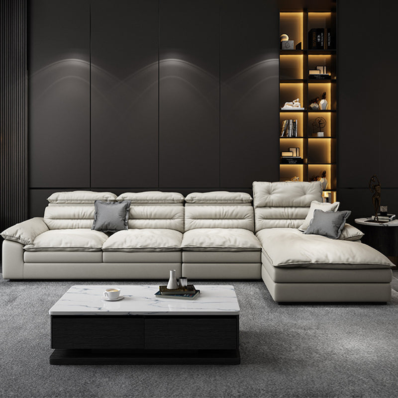 Square Arm Cushion Back Contemporary Removable Cushions Sofa & Chaise 140"L x 72"W x 39"H Down Clearhalo 'furn' 'furn_sectionals' 'Furniture' 'furniture_sectionals' 'kitchen' 'kitchen_sectionals' 'Living Room Furniture' 'Sectionals' 4795890