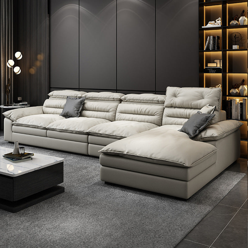 Square Arm Cushion Back Contemporary Removable Cushions Sofa & Chaise 140"L x 72"W x 39"H Latex Clearhalo 'furn' 'furn_sectionals' 'Furniture' 'furniture_sectionals' 'kitchen' 'kitchen_sectionals' 'Living Room Furniture' 'Sectionals' 4795907