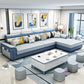 Contemporary Slipcovered L-Shape Sectional with Storage for Four People Blue-White Clearhalo 'furn' 'furn_sectionals' 'Furniture' 'furniture_sectionals' 'kitchen' 'kitchen_sectionals' 'Living Room Furniture' 'Sectionals' 4795921