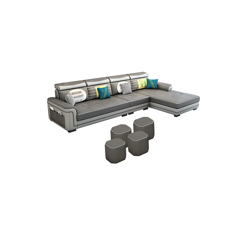 Contemporary Slipcovered L-Shape Sectional with Storage for Four People Clearhalo 'furn' 'furn_sectionals' 'Furniture' 'furniture_sectionals' 'kitchen' 'kitchen_sectionals' 'Living Room Furniture' 'Sectionals' 4795935