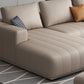 Beige Modern Faux Leather Square Arm Sofa/Sectional with Pillowed Back Cushions Clearhalo 'furn' 'furn_sectionals' 'Furniture' 'furniture_sectionals' 'kitchen' 'kitchen_sectionals' 'Living Room Furniture' 'Sectionals' 4795947