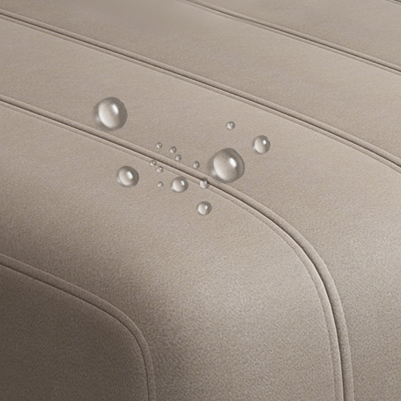 Beige Modern Faux Leather Square Arm Sofa/Sectional with Pillowed Back Cushions Clearhalo 'furn' 'furn_sectionals' 'Furniture' 'furniture_sectionals' 'kitchen' 'kitchen_sectionals' 'Living Room Furniture' 'Sectionals' 4795948