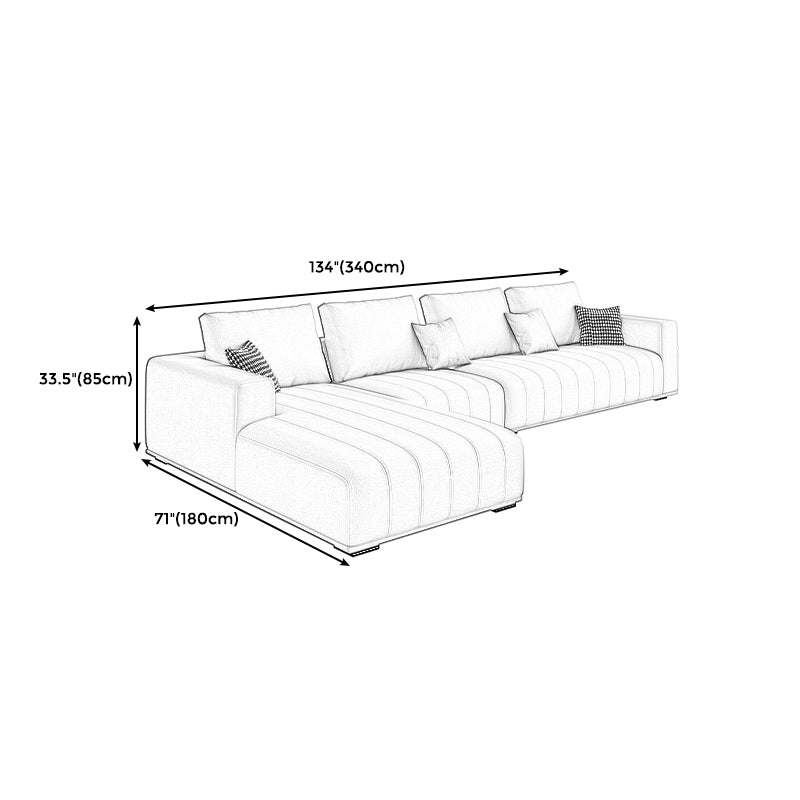 Beige Modern Faux Leather Square Arm Sofa/Sectional with Pillowed Back Cushions Clearhalo 'furn' 'furn_sectionals' 'Furniture' 'furniture_sectionals' 'kitchen' 'kitchen_sectionals' 'Living Room Furniture' 'Sectionals' 4795952