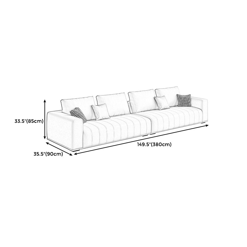 Beige Modern Faux Leather Square Arm Sofa/Sectional with Pillowed Back Cushions Clearhalo 'furn' 'furn_sectionals' 'Furniture' 'furniture_sectionals' 'kitchen' 'kitchen_sectionals' 'Living Room Furniture' 'Sectionals' 4795955