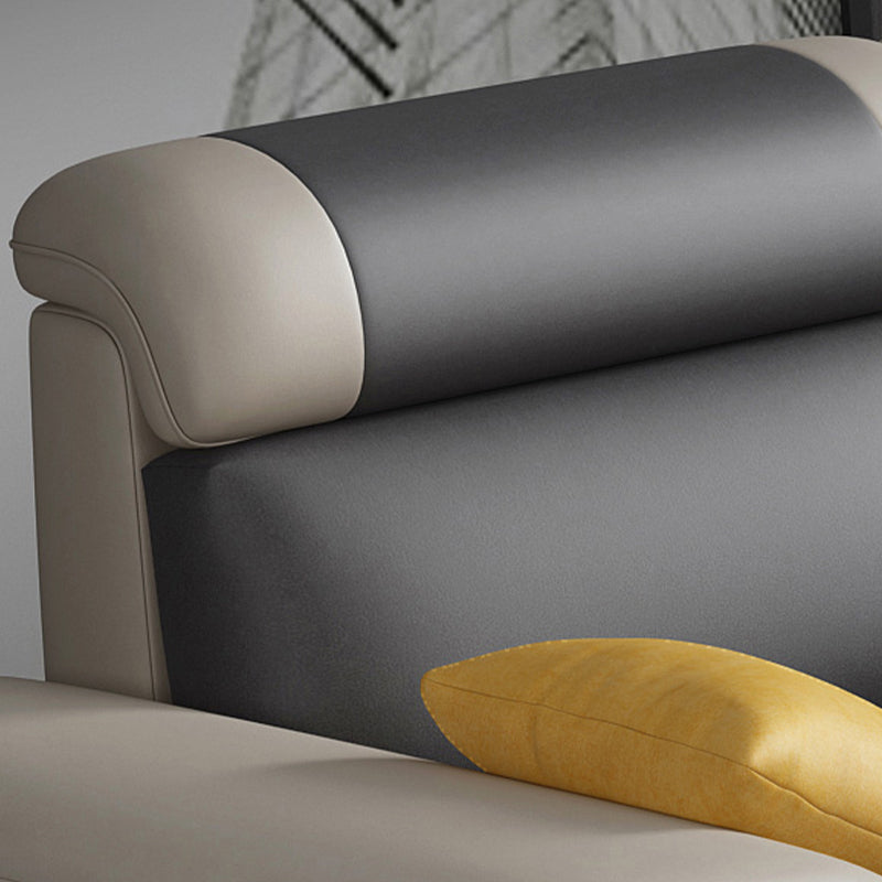 Faux Leather Pillow Top Arm Sectional with Pillowed Back Cushions for Living Room Clearhalo 'furn' 'furn_sectionals' 'Furniture' 'furniture_sectionals' 'kitchen' 'kitchen_sectionals' 'Living Room Furniture' 'Sectionals' 4795963