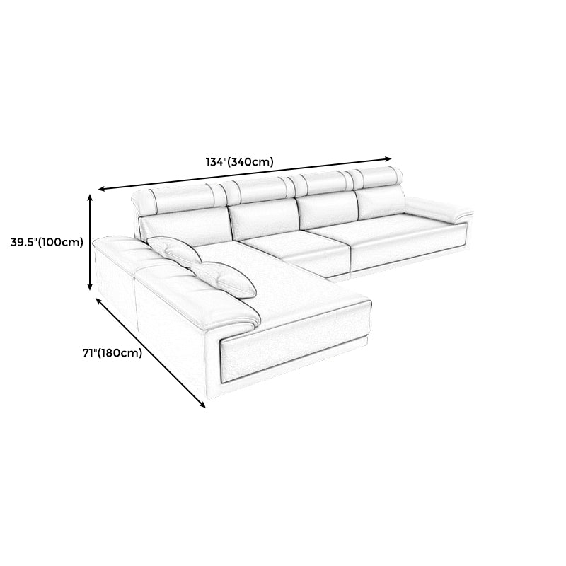 Faux Leather Pillow Top Arm Sectional with Pillowed Back Cushions for Living Room Clearhalo 'furn' 'furn_sectionals' 'Furniture' 'furniture_sectionals' 'kitchen' 'kitchen_sectionals' 'Living Room Furniture' 'Sectionals' 4795970