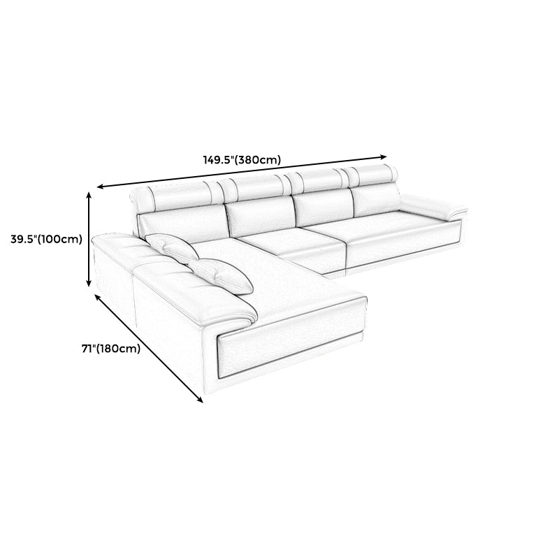 Faux Leather Pillow Top Arm Sectional with Pillowed Back Cushions for Living Room Clearhalo 'furn' 'furn_sectionals' 'Furniture' 'furniture_sectionals' 'kitchen' 'kitchen_sectionals' 'Living Room Furniture' 'Sectionals' 4795971