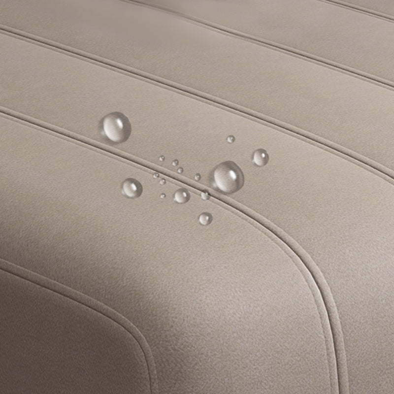 Cream Modern Faux Leather Square Arm Sofa/Sectional with Pillowed Back Cushions Clearhalo 'furn' 'furn_sectionals' 'Furniture' 'furniture_sectionals' 'kitchen' 'kitchen_sectionals' 'Living Room Furniture' 'Sectionals' 4795982