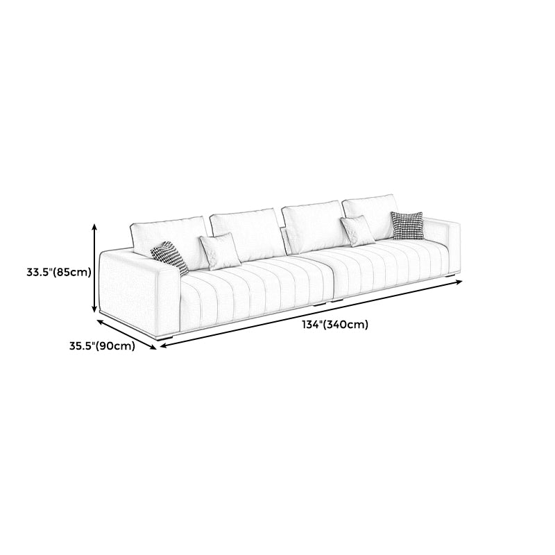 Cream Modern Faux Leather Square Arm Sofa/Sectional with Pillowed Back Cushions Clearhalo 'furn' 'furn_sectionals' 'Furniture' 'furniture_sectionals' 'kitchen' 'kitchen_sectionals' 'Living Room Furniture' 'Sectionals' 4795984