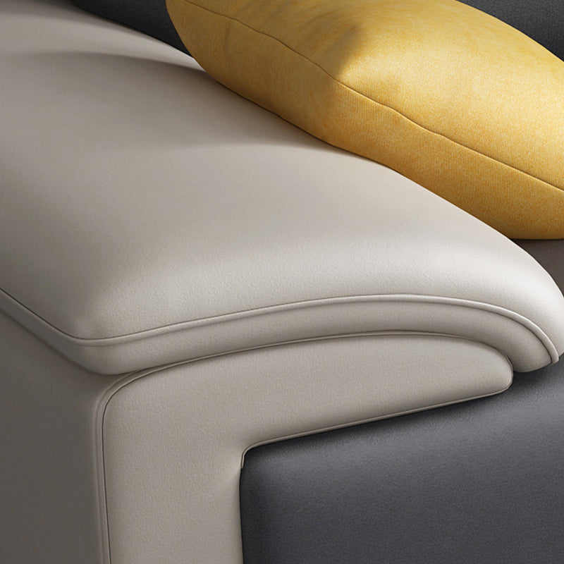 Modern Faux Leather Pillow Top Arm Sectional with Adjustable Pillowed Back Cushions Clearhalo 'furn' 'furn_sectionals' 'Furniture' 'furniture_sectionals' 'kitchen' 'kitchen_sectionals' 'Living Room Furniture' 'Sectionals' 4795997