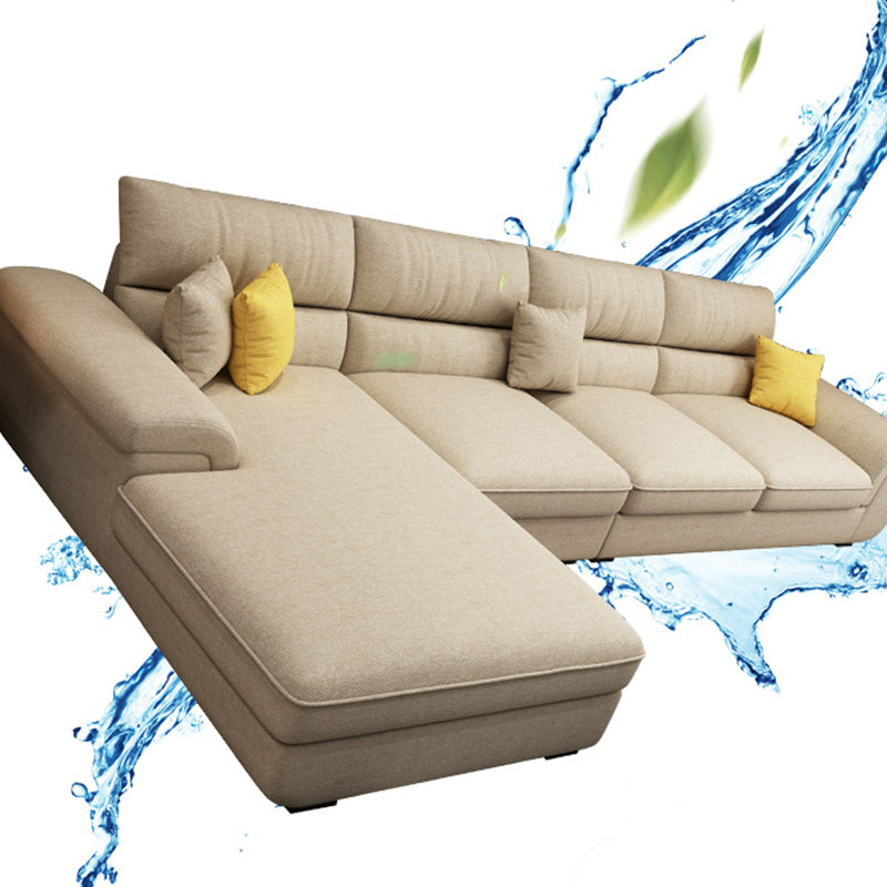 Sewn Pillow Back Pillow Top Arm Sectional with Slipcovered for Living Room Clearhalo 'furn' 'furn_sectionals' 'Furniture' 'furniture_sectionals' 'kitchen' 'kitchen_sectionals' 'Living Room Furniture' 'Sectionals' 4796012