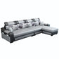 106.3"D x 57"W x 35.43"H Sloped Arm Sectionals, Modern High Back Sofa with Slipcovered Light Gray Faux Leather Clearhalo 'furn' 'furn_sectionals' 'Furniture' 'furniture_sectionals' 'kitchen' 'kitchen_sectionals' 'Living Room Furniture' 'Sectionals' 4796032