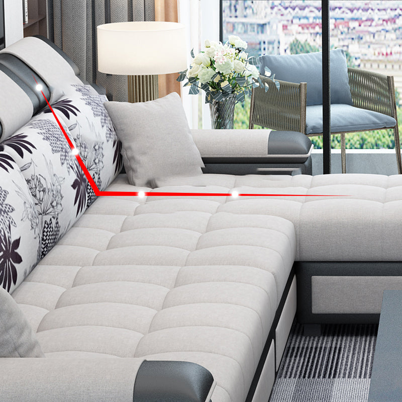 106.3"D x 57"W x 35.43"H Sloped Arm Sectionals, Modern High Back Sofa with Slipcovered Clearhalo 'furn' 'furn_sectionals' 'Furniture' 'furniture_sectionals' 'kitchen' 'kitchen_sectionals' 'Living Room Furniture' 'Sectionals' 4796036